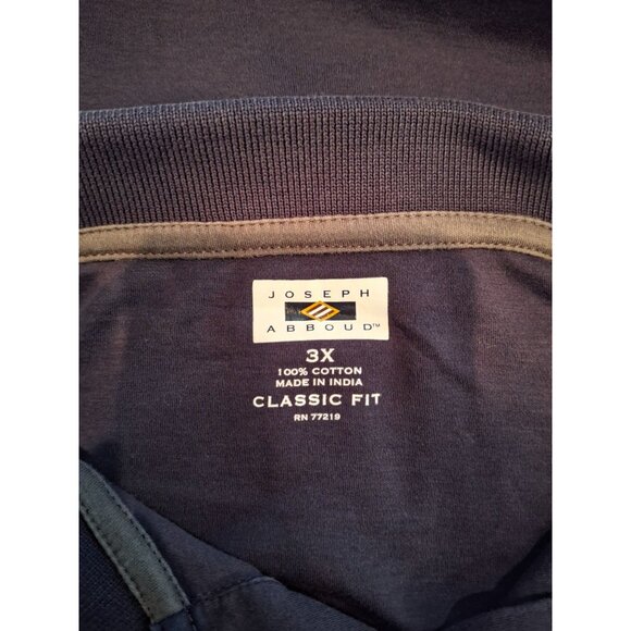 Joseph Abboud Short Sleeve Polo Shirt Mens 3X Navy Blue Classic Fit Casual - Picture 5 of 8